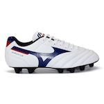 Chuteira de Campo Mizuno Morelia Club MD Adulto BRANCO/AZUL ESC