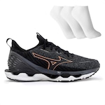 Tênis Mizuno Wave Endeavor + 3 Pares de Meias - Masculino PRETO/CINZA