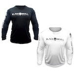 Kit Camiseta Black Skull Manga Longa Soldado Bope - 2 Unidades - Masculina PRETO/BRANCO