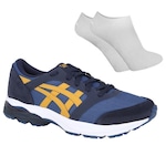 Tênis Asics Gel-Takumi + Par de Meia - Masculino Azul Esc/Amarelo