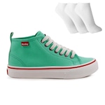 Tênis Cano Alto Redley Originals Colors + 3 Pares de Meias - Adulto Verde Claro/Branco