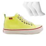 Tênis Cano Alto Redley Originals Colors + 3 Pares de Meias - Adulto Amarelo/Verde