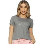 Camiseta Run More Relax Strass - Feminina CINZA