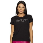 Camiseta Run More Relax Strass - Feminina PRETO/PRATA