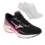 Tênis Mizuno Wave Interceptor + Par de Meia - Feminino PRETO/ROSA