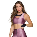 Top Fitness com Bojo Selene com Recorte Tule - Feminino ROSA