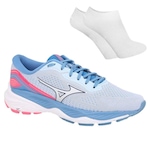 Tênis Mizuno Wave Falcon 5 + Par de Meia - Feminino AZUL/ROSA