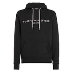 Blusão de Moletom com Capuz Tommy Hilfiger Canguru Logo Hoody - Masculino PRETO