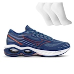 Tênis Mizuno Wave Creation 24 + 3 Pares de Meias - Masculino AZUL ESC/VERMELHO