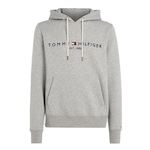 Blusão de Moletom com Capuz Tommy Hilfiger Canguru Logo Hoody - Masculino CINZA