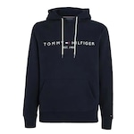 Blusão de Moletom com Capuz Tommy Hilfiger Canguru Logo Hoody - Masculino AZUL ESCURO