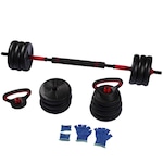 Halteres Ajustável 6 em 1 Peso Musculação Até 40Kg PRETO/VERMELHO