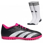 Chuteira Society adidas Predator Accuracy.4 + 1 Par de Meiões - Adulto ROSA/BRANCO