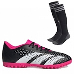 Chuteira Society adidas Predator Accuracy.4 + 1 Par de Meiões - Adulto ROSA/PRETO