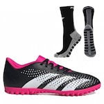 Chuteira Society adidas Predator Accuracy.4 + 1 Par de Meias Antiderrapante - Adulto ROSA/PRETO