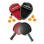 Kit de Tênis de Mesa Gold Sports War: 2 Raquete 5 Star + 6 Bolas 3Star + 2 Raqueteiras VERMELHO