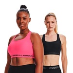 Kit de Tops Fitness com Bojo Under Armour Crossback Mid Bra - 2 Undades - Feminino PRETO