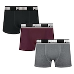 Cueca Boxer Puma Cotton - 3 unidades - Adulto PRETO/CINZA