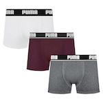 Cueca Boxer Puma Cotton - 3 unidades - Adulto BRANCO/CINZA