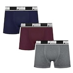 Cueca Boxer Puma Cotton - 3 unidades - Adulto CINZA/AZUL ESC