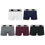 Cueca Boxer Puma Cotton - 5 unidades - Adulto BRANCO/CINZA