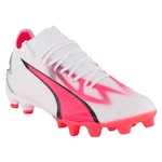 Chuteira de Campo Puma Ultra Match Fg/Ag - Adulto BRANCO/ROSA