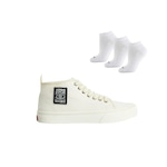 Tênis Redley Originals Cano Alto Collab Canal Off + 3 Pares de Meias - Masculino BEGE