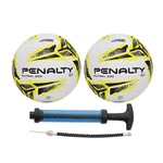 Kit Bolas de Futsal Penalty Rx 200 Xxiii 2023 - 2 Unidades + 1 Bomba de Ar Penalty Sac Dupla Ação AMARELO/AZUL