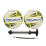 Kit Bolas de Futsal Penalty Rx 200 Xxiii 2023 - 2 Unidades + 1 Bomba de Ar Penalty Sac Dupla Ação AMARELO/BRANCO