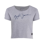 Blusa Cropped Assinatura Ayrton Senna - Feminina CINZA