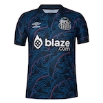 Camisa do Santos Oficial 3 2023 Classic S/N Umbro - Masculina AZUL ESC/VERMELHO