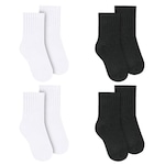 Kit Meias Cano Médio Selene Básica - 4 Pares -Infantil BRANCO/PRETO