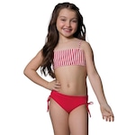 Biquíni Selene Top + Calcinha Básico - Infantil VERMELHO/BRANCO