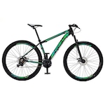 Bicicleta Aro 29 Krw Alumínio - Freio a Disco Suspensão Dianteira Mountain Bike S1 - 24 Velocidades - Adulto PRETO/VERDE