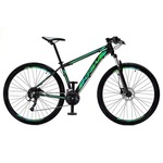 Bicicleta Aro 29 Krw Alumínio - Freio Hidráulico Suspensão Dianteira Mountain Bike S2 - 24 Velocidades - Adulto PRETO/VERDE