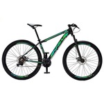 Bicicleta Aro 29 Krw Alumínio - Freio Hidráulico Suspensão Dianteira Mountain Bike S8 - 27 Velocidades - Adulto PRETO/VERDE