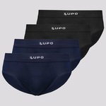 Kit Cuecas Slip Lupo Micromodal - Adulto - 4 unidades PRETO