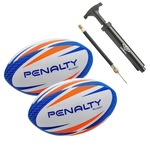 Bolas de Rugby Penalty Ix - 2 unidades + Bomba Inflável Umbro BRANCO/LARANJA