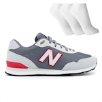 Tênis New Balance 515 V2 + 3 Pares de Meias - Masculino CINZA ESC/VERMELHO