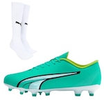 Chuteira Campo Puma Ultra Play Fg + Meião - Adulto VERDE