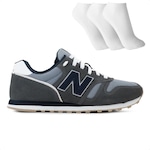 Tênis New Balance 373V2 + 3 Pares de Meias - Masculino CINZA/AZUL ESC