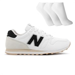 Tênis New Balance 373 V2 + 3 Pares de Meias - Masculino BRANCO/PRETO