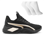 Tênis Puma Lex Logo Wns Bdp + 3 Pares de Meias - Feminino PRETO/OURO