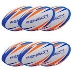 Kit Bolas de Rugby Penalty Ix - 6 Unidades BRANCO/LARANJA