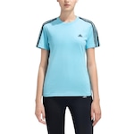 Camiseta adidas 3 Stripes - Feminina AZUL/PRETO