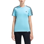 Camiseta adidas 3 Stripes - Feminina Azul Claro/Preto