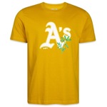 Camiseta New Era Oakland Athletics MLB Rooted Nature - Masculina AMARELO