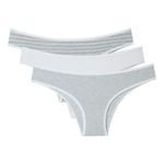 Kit de Calcinhas She Tanga Cotton - Adulto - 3 Unidades BRANCO