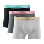 Kit de Cuecas Boxer Mash Cotton Elástico Bordado - Adulto - 3 Unidades BRANCO