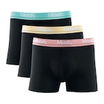 Kit de Cuecas Boxer Mash Cotton Elástico Bordado - Adulto - 3 Unidades PRETO